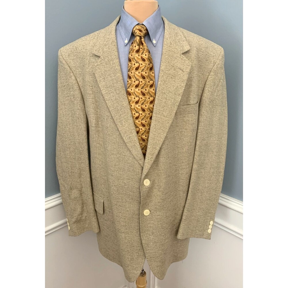 Vintage English Manor Blazer Mens 50L 100% Silk Tweed Preppy Jacket Sportcoat